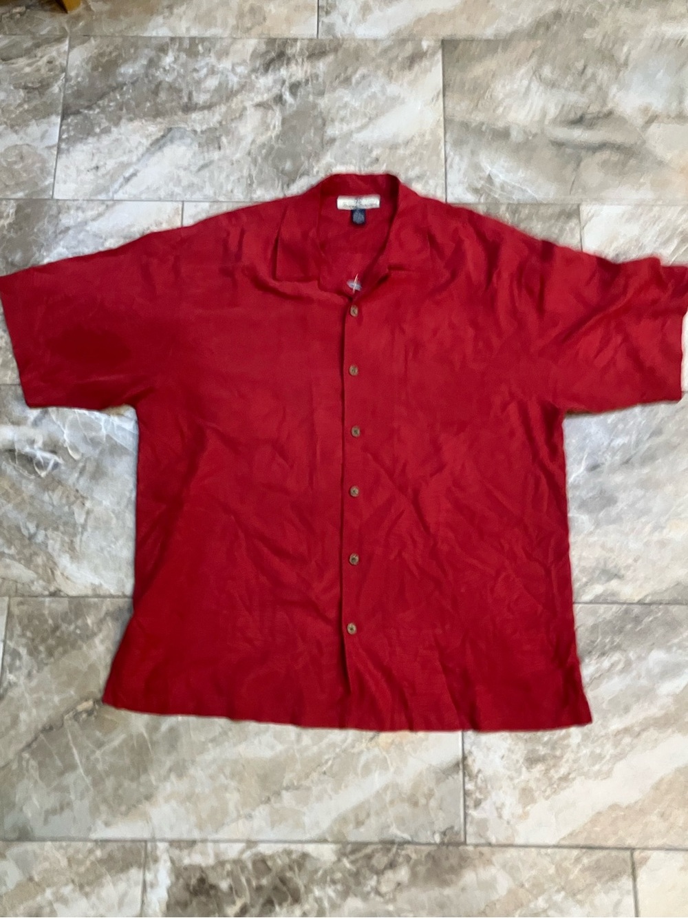 Tommy bahama hi note cafe camp shirt Men Size L red 100% Silk